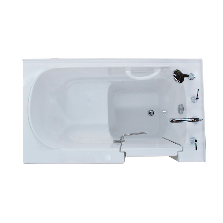 Santa Fe White Fiberglass Walk-In Soaking Bathtub with Faucet