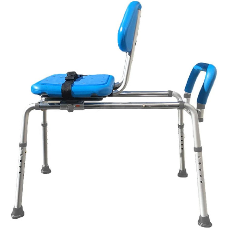 Blue Adjustable Plastic Sliding Transfer Bench with Swivel Seat
