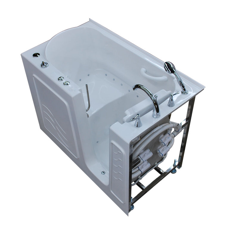 Ashton 52.8'' x 29.5'' White Fiberglass Walk-in Bathtub with Faucet