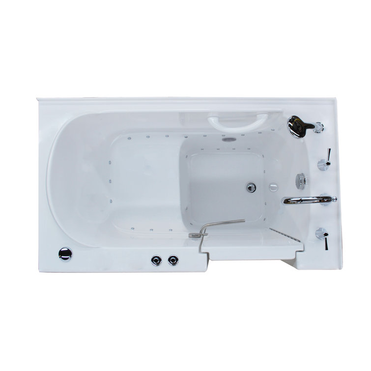 Ashton 52.8'' x 29.5'' White Fiberglass Walk-in Bathtub with Faucet