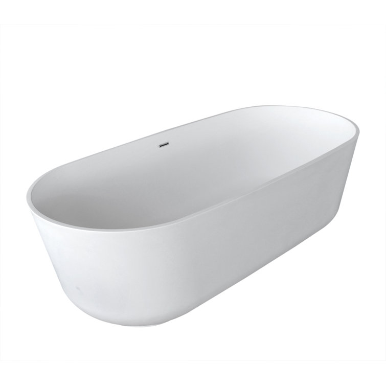 Badi 70.8'' Matte White Solid Surface Freestanding Bathtub