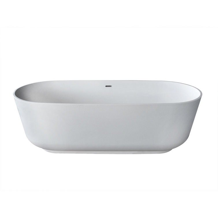 Badi 70.8'' Matte White Solid Surface Freestanding Bathtub