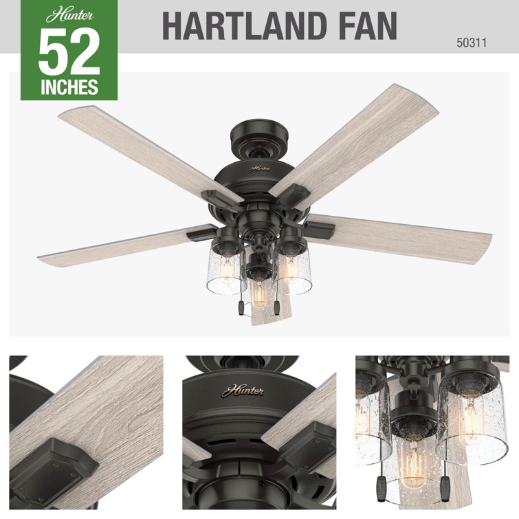 52" Noble Bronze and Light Gray Oak Chandelier Ceiling Fan with Lighting