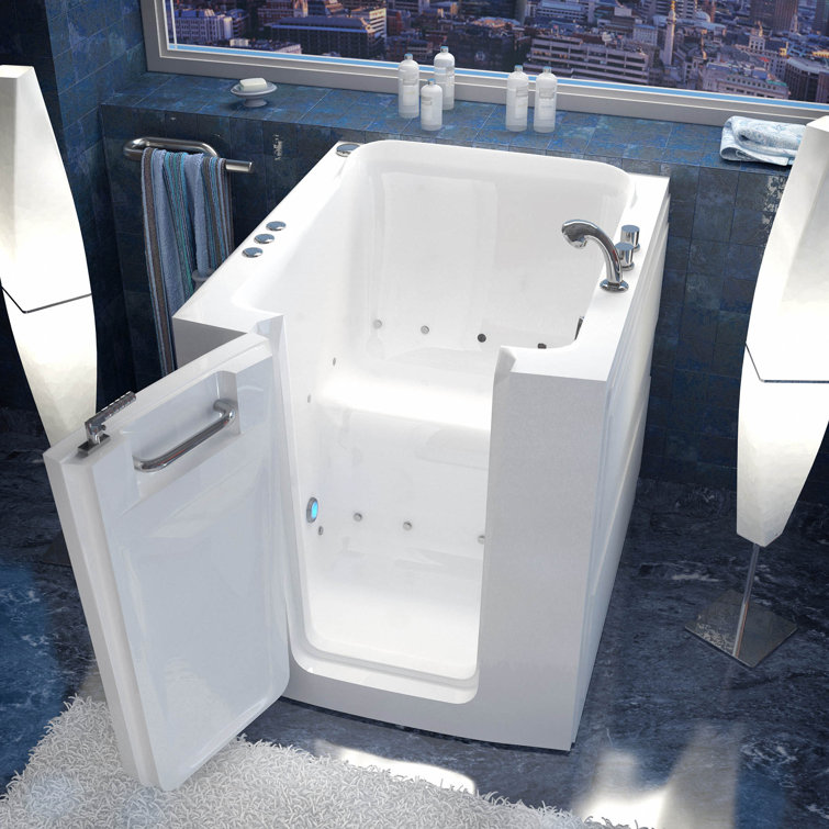 Universal White Fiberglass Walk-In Air Bathtub with Left Drain