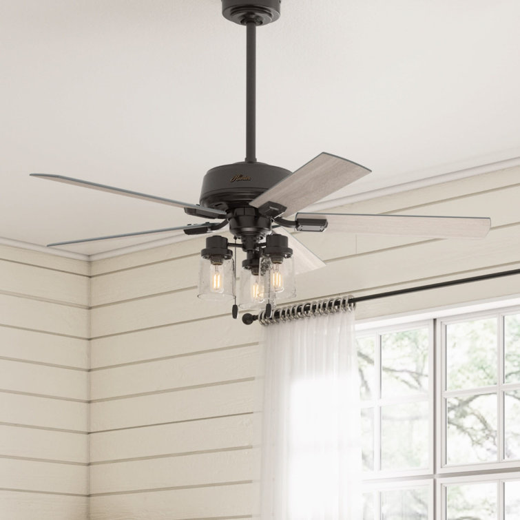 52" Noble Bronze and Light Gray Oak Chandelier Ceiling Fan with Lighting