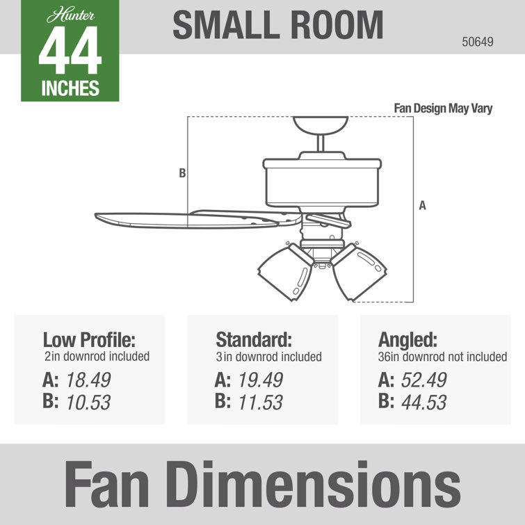 Hartland Indigo Blue 44" LED Ceiling Fan with 5 Light Gray Oak Blades