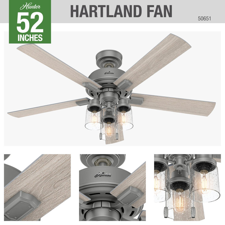 Matte Silver 52" Hartland Low Profile Ceiling Fan with LED Light