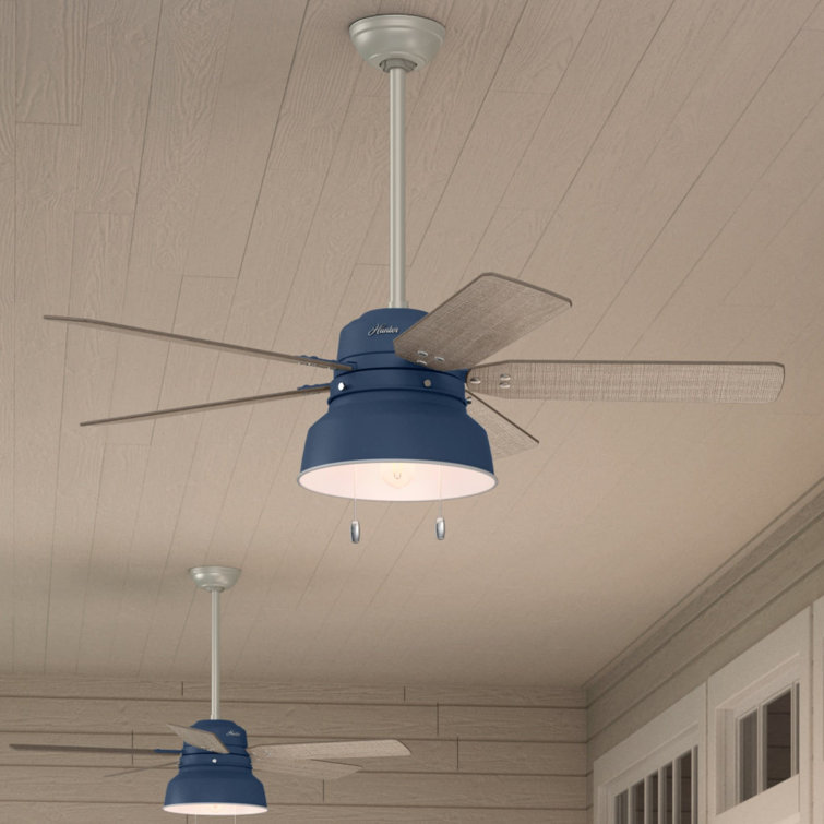 52" Indigo Blue Rustic Ceiling Fan with Light and Remote