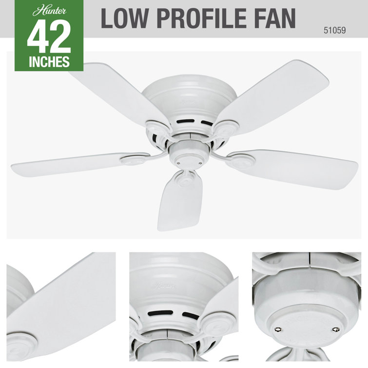 Sleek 42" White and Light Wood Low Profile Indoor Ceiling Fan