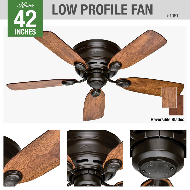 42" New Bronze Low Profile Ceiling Fan with Oak Blades