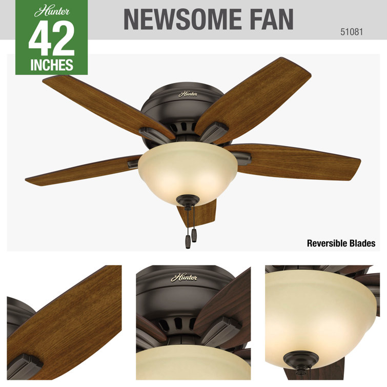 42" Bronze Low Profile Ceiling Fan with LED Light and Remote