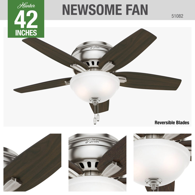 Sleek 42" Brushed Nickel Low-Profile Ceiling Fan with LED Light & Remote