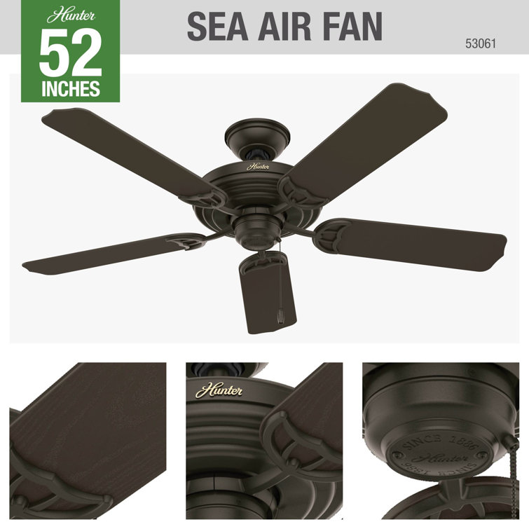 52" New Bronze Outdoor Ceiling Fan with Walnut Blades