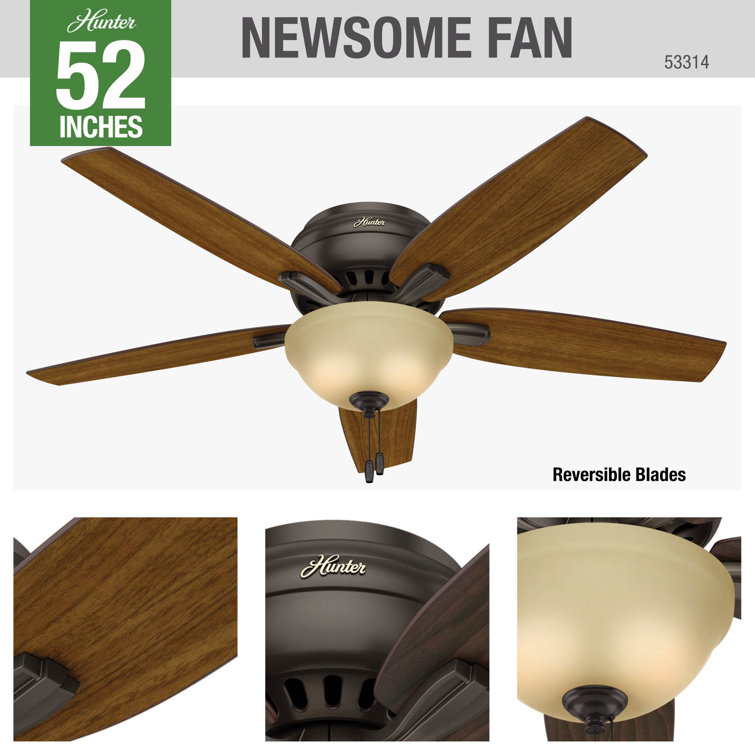 52" Premier Bronze Low Profile Ceiling Fan with LED Light