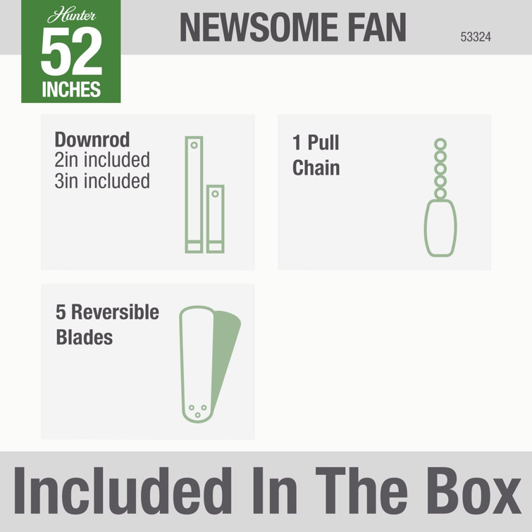 Newsome Matte Black 52" Indoor/Outdoor Ceiling Fan with Pull Chain