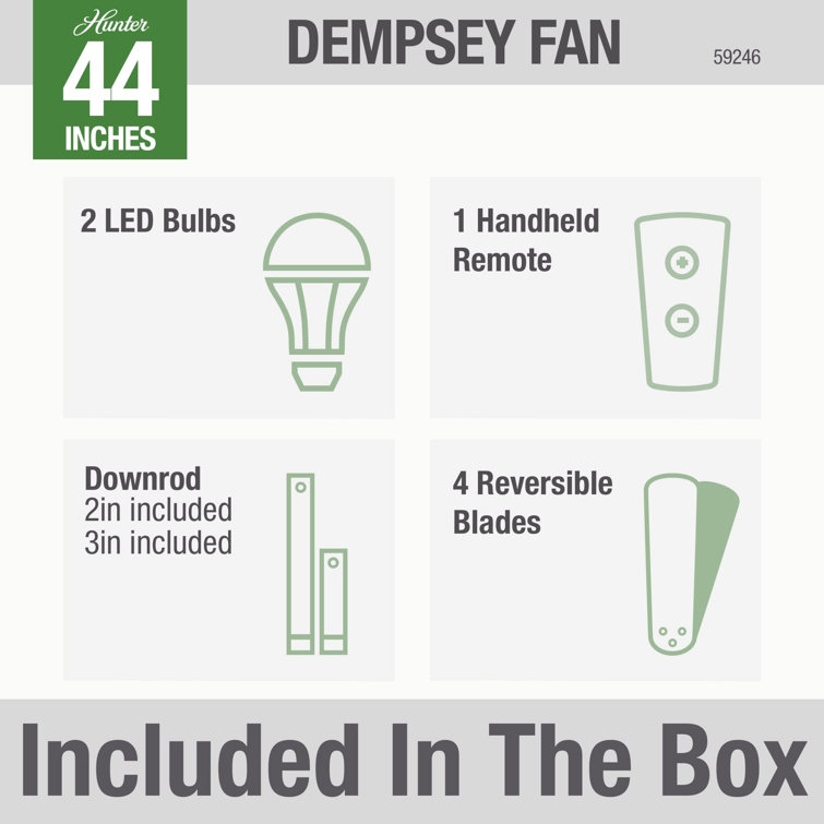 Dempsey 44" Fresh White LED Ceiling Fan with Remote and Reversible Blades