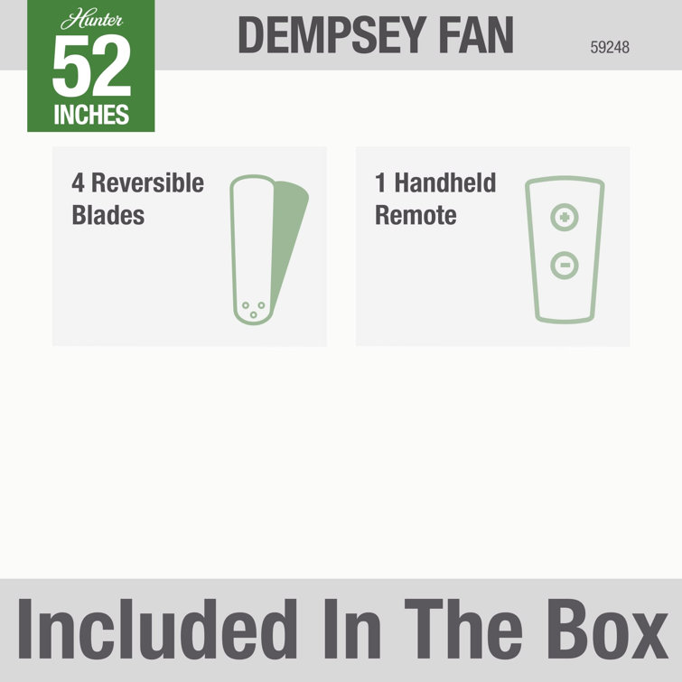 Dempsey 52" Fresh White Low Profile Ceiling Fan with Remote & Lighting