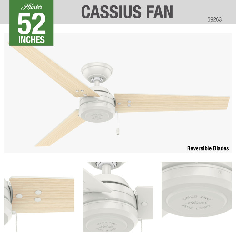 52'' Fresh White Reversible Blade Outdoor Ceiling Fan