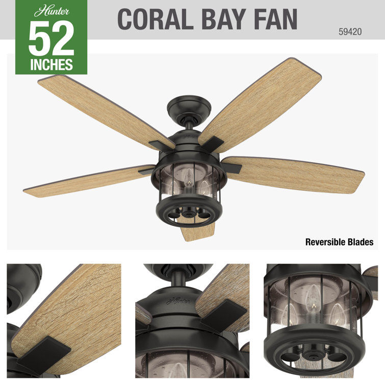 52" Noble Bronze Ceiling Fan with Seeded Glass Light