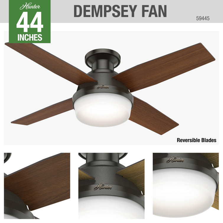 Noble Bronze 44" Dempsey Low Profile Ceiling Fan with LED Light and Remote
