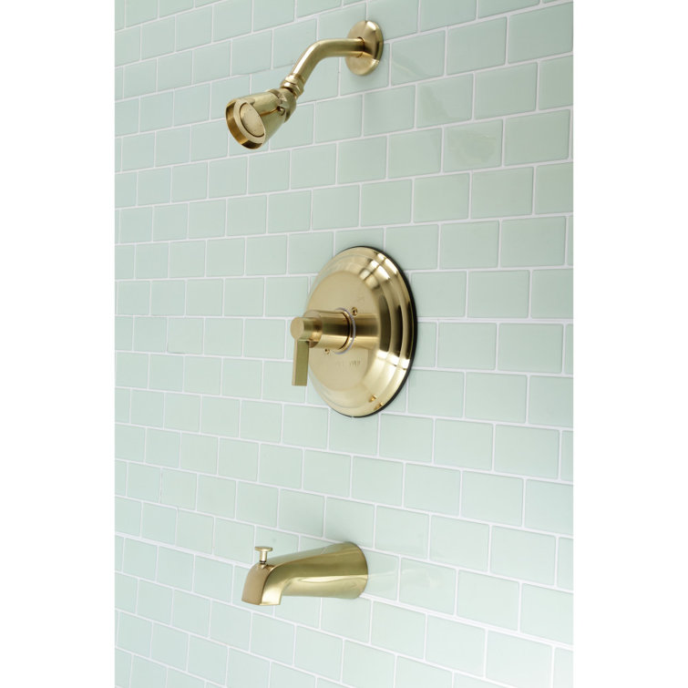 Modern Brushed Brass Wall-Mounted Tub and Shower Faucet