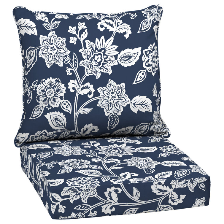 Clark Blue Outdoor Deep Seat Cushion Set with Medallion Pattern