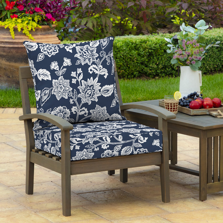 Clark Blue Outdoor Deep Seat Cushion Set with Medallion Pattern