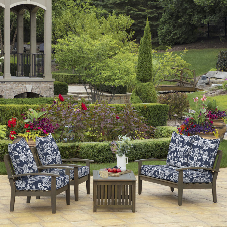 Clark Blue Outdoor Deep Seat Cushion Set with Medallion Pattern