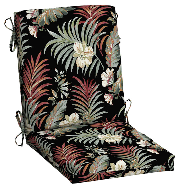Simone Black Tropical High Back Outdoor Dining Chair Cushion