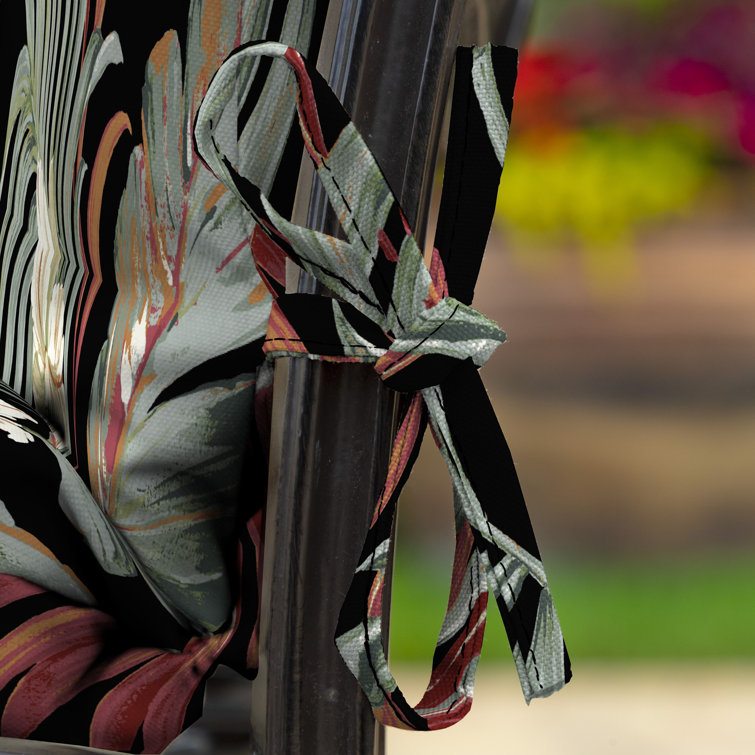 Simone Black Tropical High Back Outdoor Dining Chair Cushion