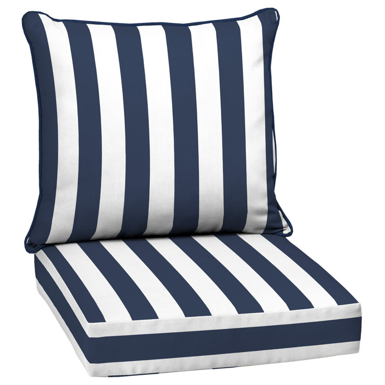 Sapphire Blue Cabana Stripe Outdoor Deep Seat Cushion Set