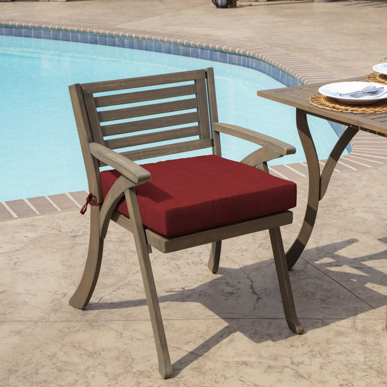 Ruby Red Polyester Outdoor Seat Cushion with Ties