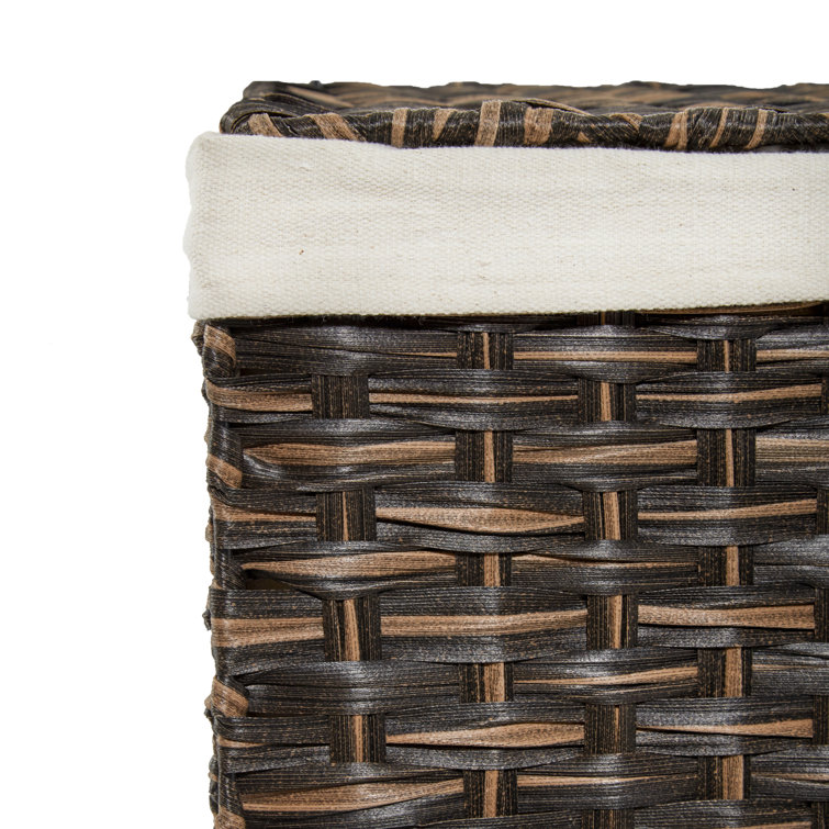 Mocha Brown Handwoven Wicker Collapsible Laundry Hamper with Lid