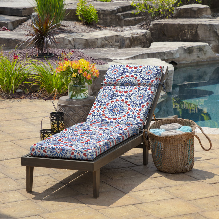 Clark Blue Polyester Outdoor Chaise Lounge Cushion
