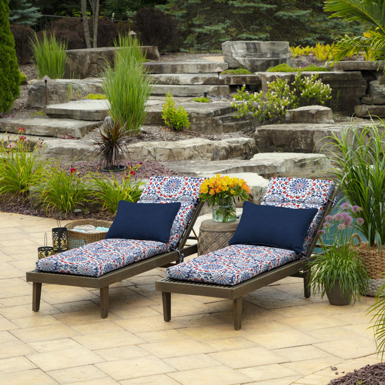 Clark Blue Polyester Outdoor Chaise Lounge Cushion
