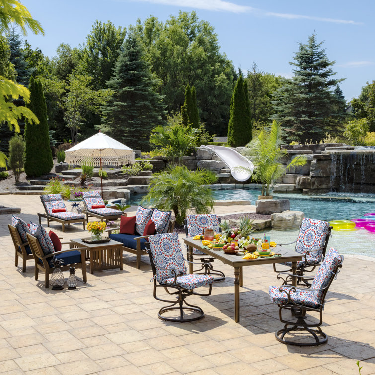 Clark Blue Polyester Outdoor Chaise Lounge Cushion