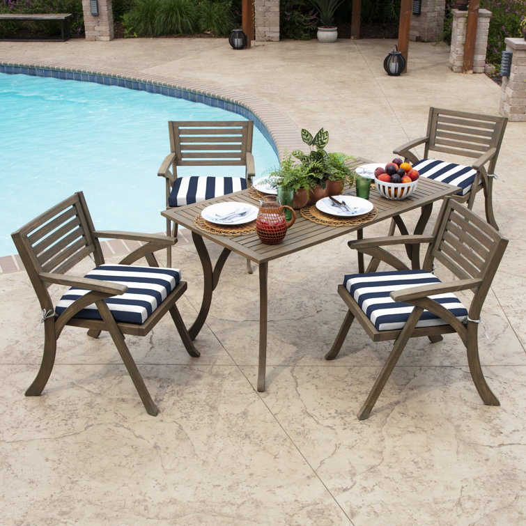 Sapphire Blue Cabana Stripe Outdoor Adirondack Chair Cushion