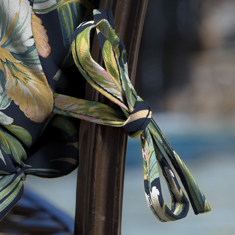 Simone Blue Tropical High Back Outdoor Dining Chair Cushion