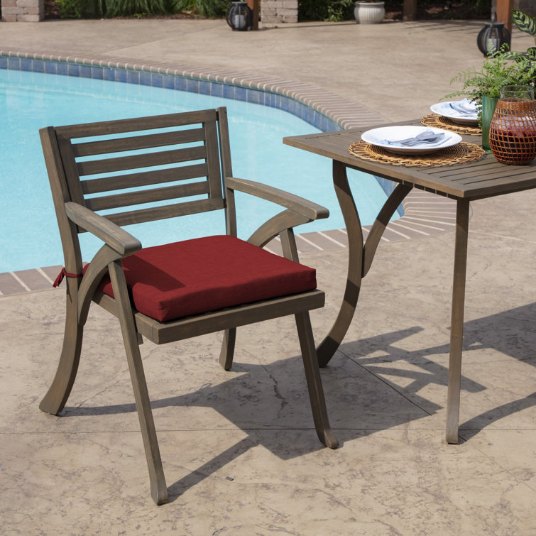 Ruby Red Polyester Outdoor Seat Cushion with Ties