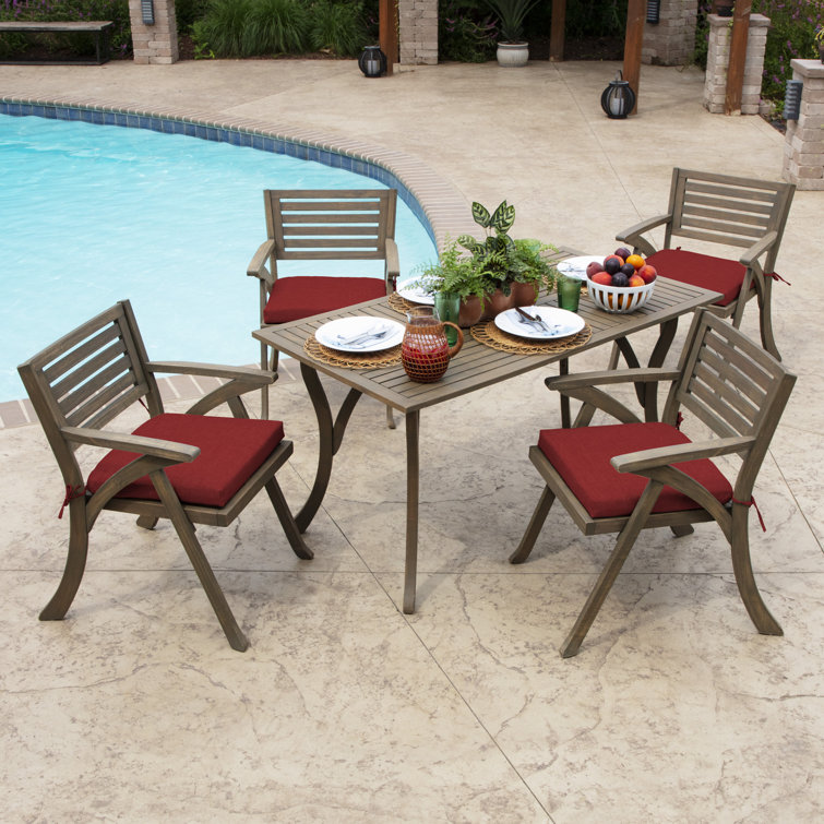 Ruby Red Polyester Outdoor Seat Cushion with Ties