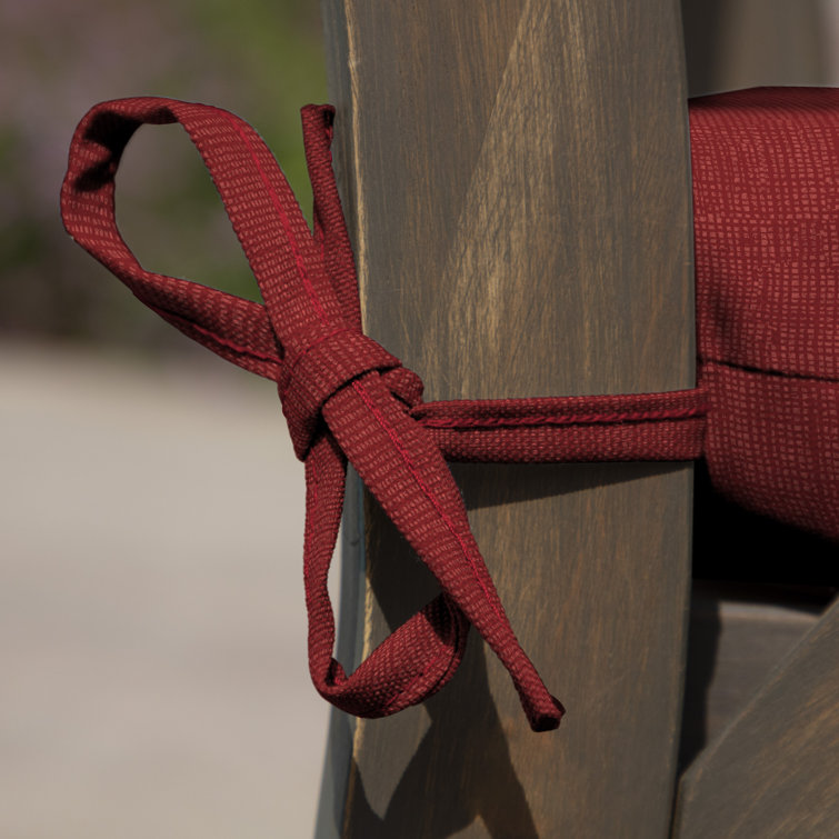 Ruby Red Polyester Outdoor Seat Cushion with Ties