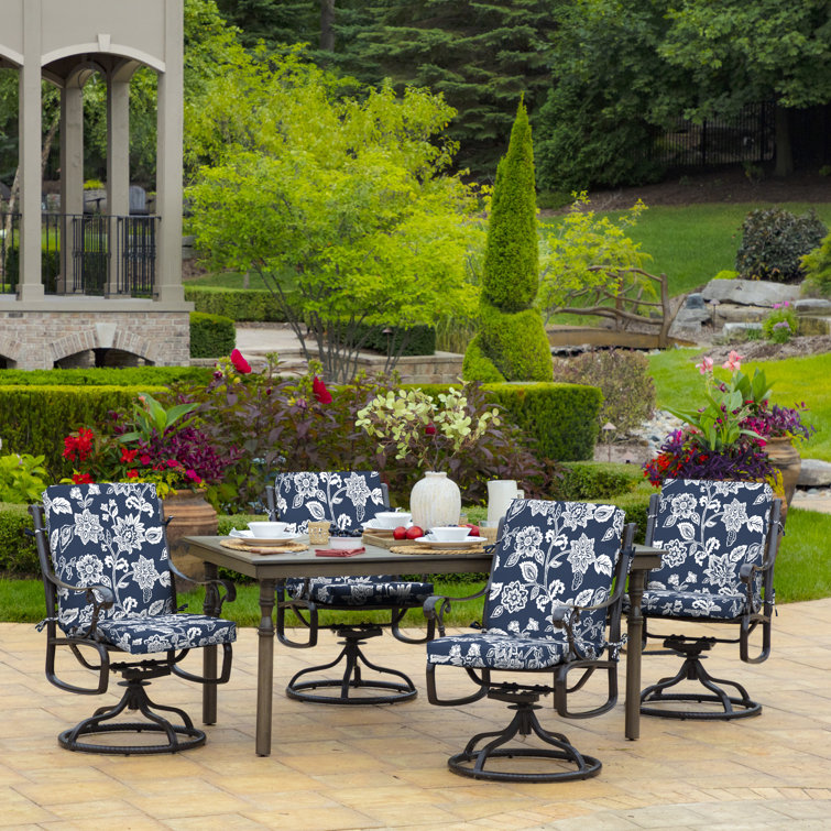 Sapphire Blue Ashland High Back Outdoor Dining Chair Cushion