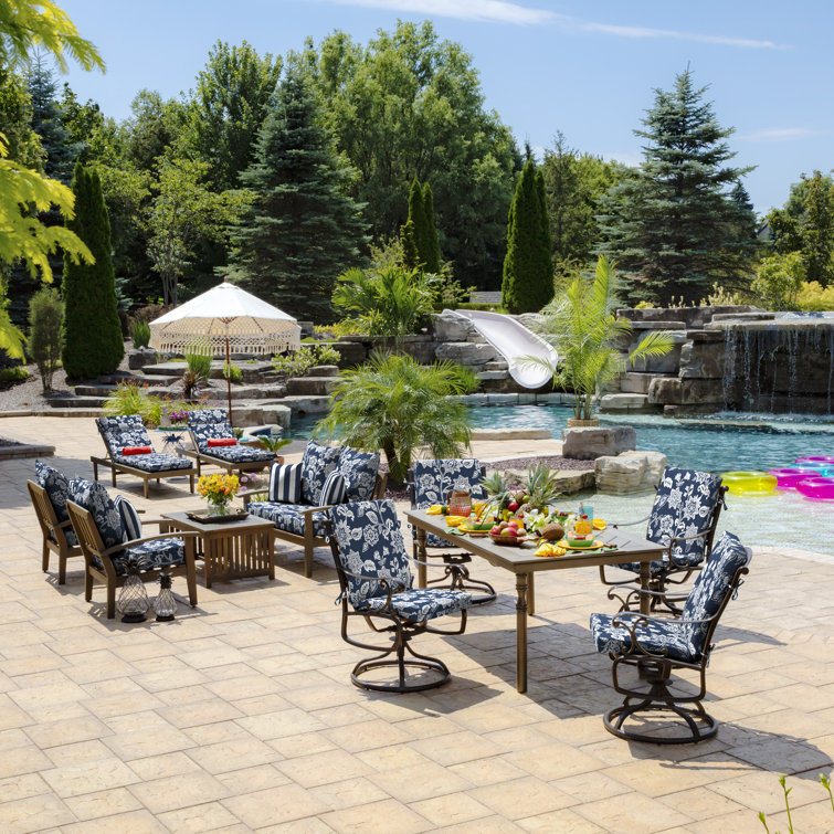 Sapphire Blue Ashland High Back Outdoor Dining Chair Cushion