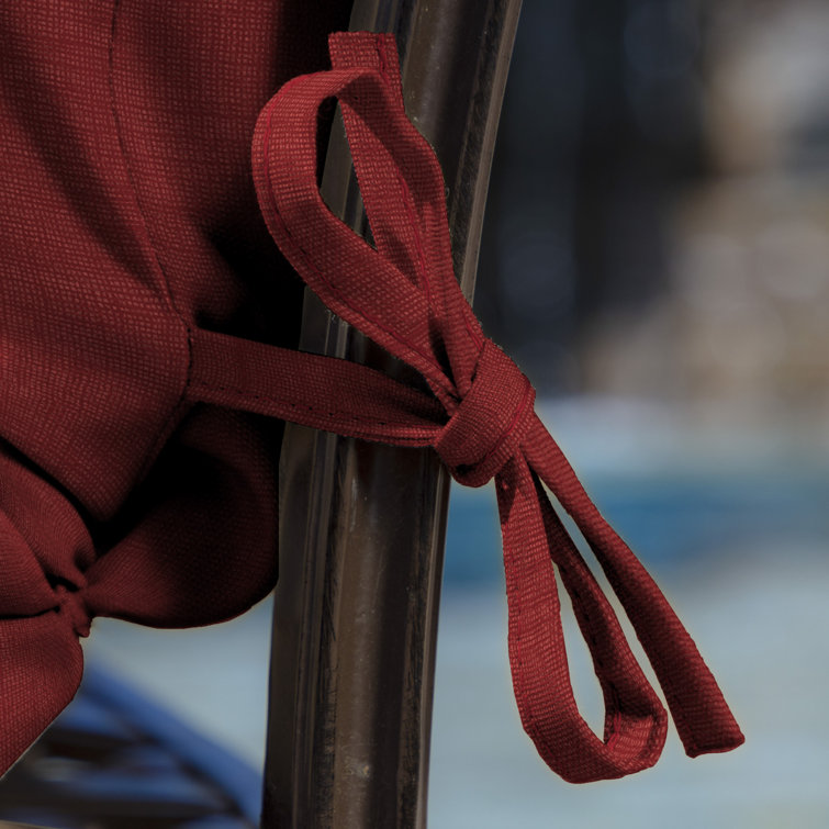 Ruby Red Polyester Outdoor Seat Cushion with Ties