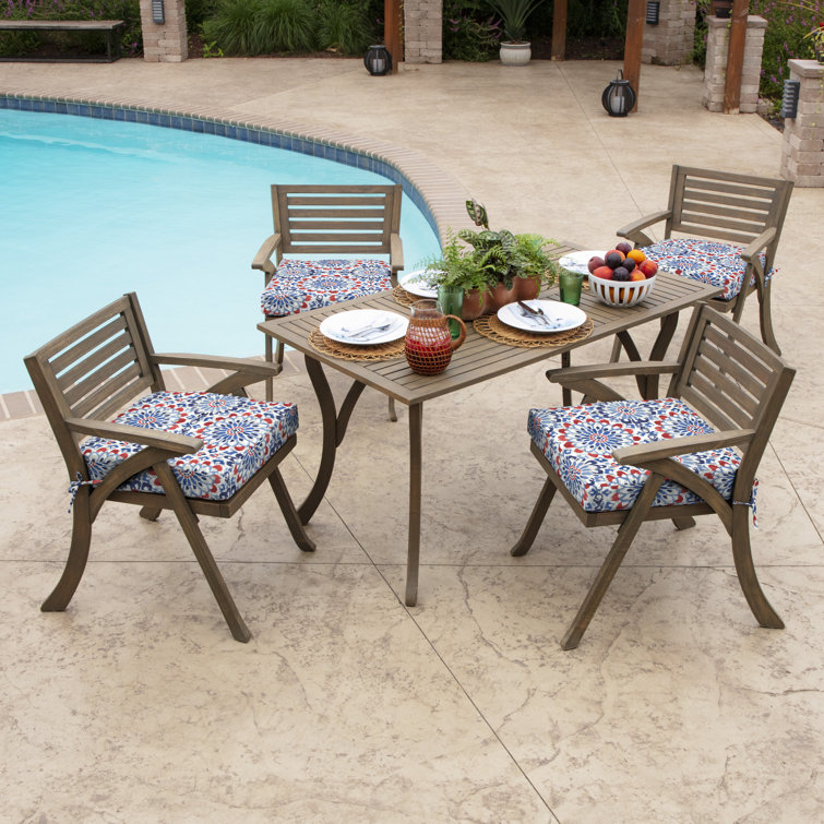 Ruby Red Polyester Outdoor Seat Cushion with Ties