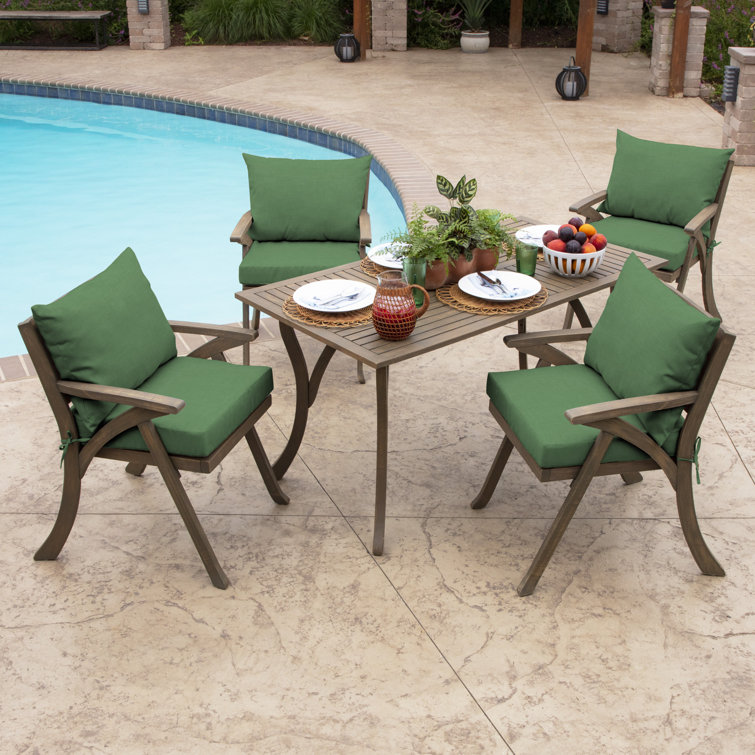 Moss Green Outdoor Polyester Dining Chair Cushion Set