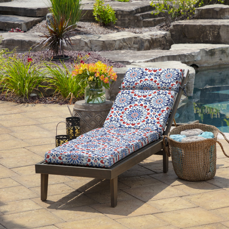 Clark Blue Polyester Outdoor Chaise Lounge Cushion