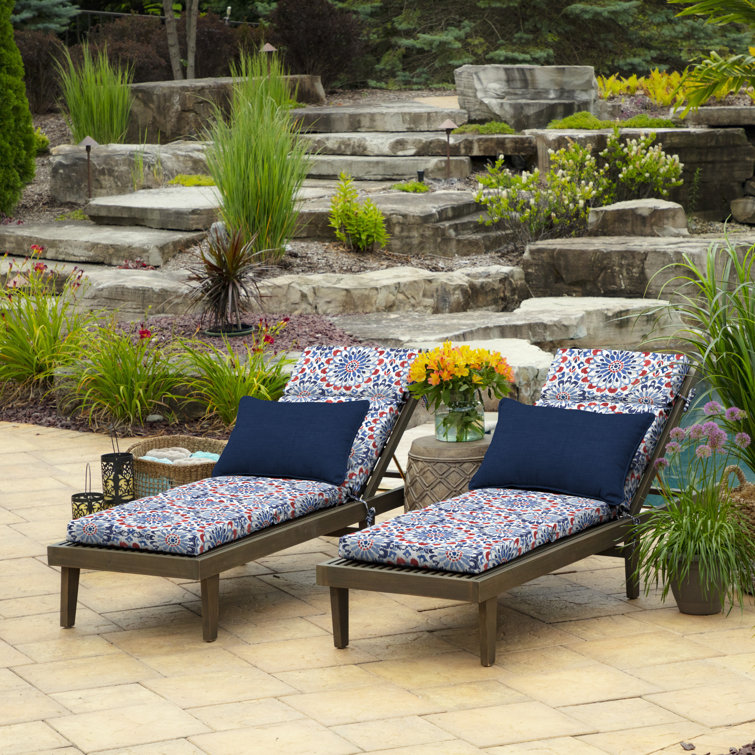 Clark Blue Polyester Outdoor Chaise Lounge Cushion