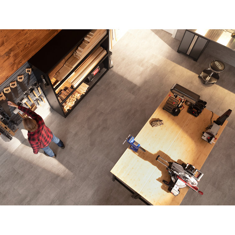 Titanium Beveled Click-Lock Stone Look Vinyl Tile