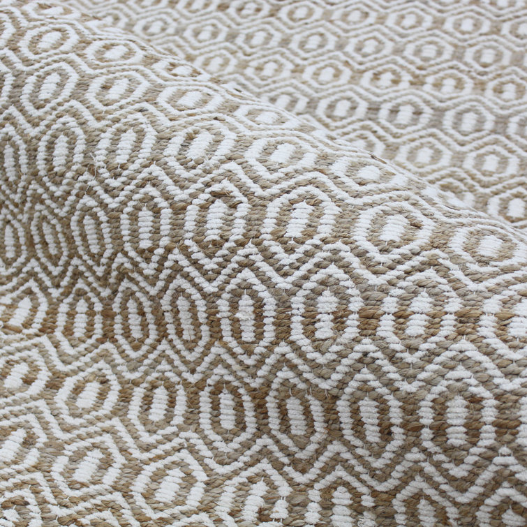 Handmade Geometric Flatweave White and Brown Chenille Runner Rug